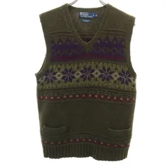 Polo by Ralph Lauren ポロバイラルフローレン ニットベスト M オリーブ系 メンズ 古着