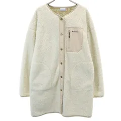 美品 Columbia コロンビア フリース ロングコート L オフホワイト レディース 古着