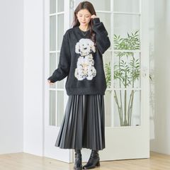 최종 세일 가격 ¥ 3,380 나머지 1 점 [TRUBE N15-194B] 빅 독 모티프 니트 풀오버 여성 여성 의류 동물 무늬 개 동물 무늬 따뜻한 어른 귀여운 예쁜 엄마 가을 겨울 봄 20 대 30 대 40 대