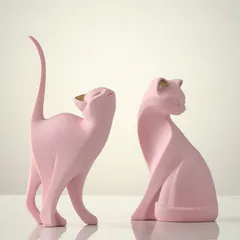 新しい未使用 置物 装飾品 フィギュア 猫 ねこ ネコ キャット ピンク オブジェ オーナメント 動物 アニマル 北欧 おしゃれ かわいい キュー
