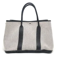 エルメス ガーデンパーティPM トワルアッシュ トートバッグ ※ボタン修理痕