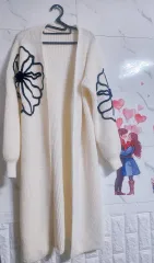 新品 アイボリー 花 刺繍 ロングカーディガン 全サイズ可能