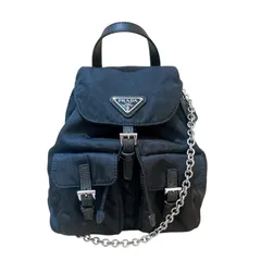 プラダ PRADA トライアングルロゴ バックパック 1BH029 ブラック シルバー金具 ナイロン レディース リュック・デイパック