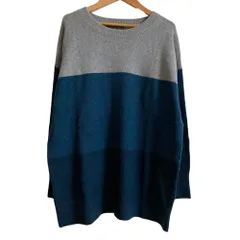 美品 22AW 23区 ウール ニットセーター 大きいサイズ44 グレー グリーン レディース 古着 中古 USED