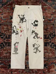 【  Felix the Cat  / ART PAINT / Dickies 】 フィリックス・ザ・キャット　ディッキーズ　アート　ペイント　ペインターパンツ　白　ホワイト　キャラクター　《 W36 L30 》