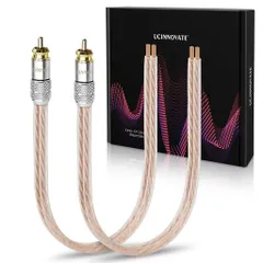 UCINNOVATEゴールドメッキRCAからスピーカーケーブルアダプター、RCAから裸線ケーブル30cm-デュアル2パック13AWGプラグからスピーカーオーディオケーブル(サブウーファー、アンプ&ホームシア…