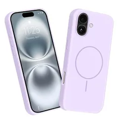 iPhone16ケースMagSafe対応シリコン耐衝撃指紋防止滑り止め軽量衝撃吸収携帯ケース米軍MIL規格取得マグネット搭載ワイヤレス充電対応アイフォン16(パープル)