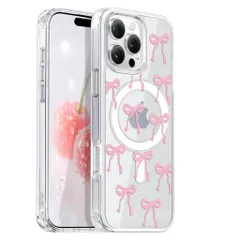 KeKeYouスマホケース対応iPhone17ProMax用ケースクリア透明ラメリボン薄型軽量耐衝撃構造指紋防止擦り傷防止蝶々結び人気韓国携帯電話ケースアイフォン17ProMax用カバー