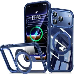 【米軍MIL規格&隠れスタンド】BluoocaseiPhone17Pro用ケースMagSafe対応横縦両立・角度自由調整クリア黄変防止/指紋防止/滑り止めエッジいphone17proケース耐衝撃高耐久性レンズ保護