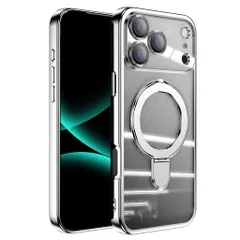 JOOBOYスマホケース対応iPhone17ProMaxケースMagSafe対応クリア透明リング付きメッキ仕上げレンズカバー付きソフトTPU耐衝撃傷に強い背面ワイヤレス充電ストラップホール付き