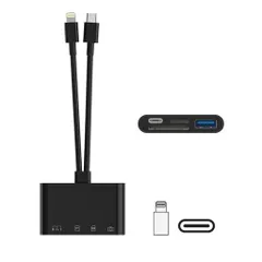 iPhoneSDカードリーダー【新デザイン版です】4in1ライトニング/Type-cカードリーダーUSB/SD/TF変換アダプタ0TG機能高速双方向データ転送設定不要写真/動画/資料読み込み