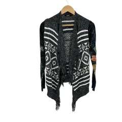 Desigual(デシグアル) カーディガン サイズS レディース美品  - ダークグレー×白×マルチ 長袖/スパンコール/ラメ/フラワー(花)