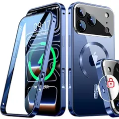 Rosycover【新次元の一体型レンズ・メカニカルロック】iPhone17ProMax用のケースMagsafe対応[360°全面保護・両面強化ガラス][本体の色・CDMagsafeリング]マグセーフワイヤレス充電対応