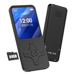 MP3 플레이어 경량 30g 휴대용 선물 대응 64GB 카드 첨부 Bluetooth5.0 대응 디지털 오디오 플레이어 아이 학생 노인 음악/녹음/비디오/사진/FM/전자 서적 일본어 취급서 첨부