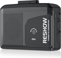 Reshow 스피커와 헤드폰 잭 내장 Reshow 블랙 휴대용 테이프 레코더 카세트 레코더 풀 스테레오 사운드 USB 카세트에서 MP3 디지타이저 테이프에 리버스 녹음