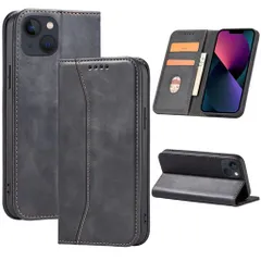 iPhone13ケース手帳型耐衝撃耐摩擦レザー全面保護着脱しやすい手触りが良いマグネット式カード収納スタンド機能上質軽量人気6.1インチ対応携帯カバーEUMADOVE(消炭色iPhone13)