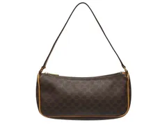 CELINE セリーヌ ワンショルダーバッグ ホーボー ミニハンドバッグ アクセサリーポーチ マカダム柄 ブラウン 美品 中古 4b005330