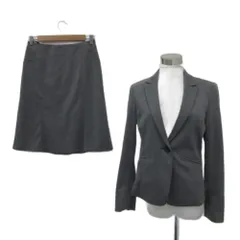 23区 オンワード樫山 スーツ セットアップ 上下 テーラードジャケット シングルボタン ミドル丈 フレアスカート ひざ丈 40 L グレー /YS50 ■GY58