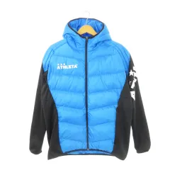 アレスタ ATHLETA 中綿ウォームジャケット フーディー ジップアップ 切り替え ジャージー生地 ロゴ プリント サッカー スポーツ L 青 ブルー /AH17 ■GY12