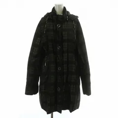 バルマン BALMAIN ダウンコート ロング アウター タータンチェック 総柄 フード ジップアップ L 茶 ブラウン SCB51D-93F /XZ ■GY18のサムネイル