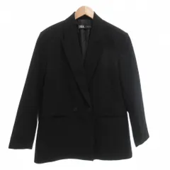 ザラ ZARA テーラードジャケット M 総裏地 ダブル 黒 ブラック 秋冬 /AE