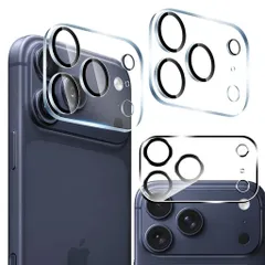 対応iPhone17Promaxカメラカバーレンズフィルム【3枚セット日本旭硝子製】対応いphone17promaxカメラフィルム強化ガラス保護カバーケース全面保護硬度9H耐衝撃飛散防止黒縁取り3眼