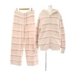 ジェラートピケ gelato pique 24AW ボーダー パーカー パンツ セットアップ ジャケットジップアップ ニット ルームウェア 部屋着 F ピンク /NR ■OS
