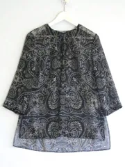 【228866】Scarf Print Ggt Florence theory luxe セオリーリュクス  ペイズリー柄　ブラウス　七分袖　シースルー  ・38 03-0108299