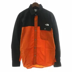 ザノースフェイス THE NORTH FACE ロングスリーブヌプシシャツ 長袖 レギュラーカラー ナイロン ロゴ 刺繍 切替 XL オレンジ 黒 ブラック NR11961 /BB ▲H