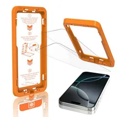 iPhone16ProMaxガラスフィルム2枚セット【強化ガラス・革新的なガイド枠・簡単な貼り付け方】米軍規格航空材料·硬度10H撥水・防水スムースタッチ指紋防止飛散防止強化ガラスアイホン16プ…