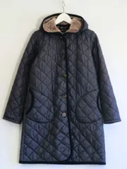 【228140】LAVENHAM ラベンハム  キルティング　コート　フード　内ボア  ・38 ネイビー