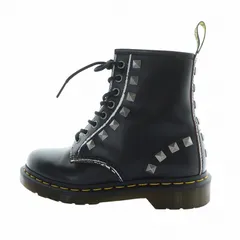 ドクターマーチン DR.MARTENS 8ホール STUD ROLLED VINTAGE SMOOTH ショートブーツ レースアップ ロゴ レザー スタッズ US6 24cm 黒 ブラック 1460 ■GY18 /MQ