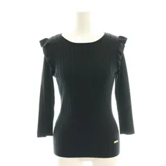 ブルーレーベルクレストブリッジ BLUE LABEL CRESTBRIDGE ショルダーフリルリブニット セーター 38 ブラック /ES ■OS