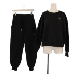 アディダス バイ ステラマッカートニー adidas by Stella McCartney セットアップ 上下 トレーナー スウェット プルオーバー 長袖 イージーパンツ ロゴ M 黒 FU0720 FU0734 /BM