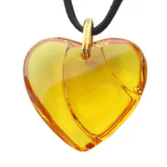 バカラ Baccarat ネックレス アクセサリー ペンダント ロゴ ガラス ハート 黄 イエロー ■GY18 /MQ
