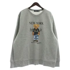 ポロ ラルフローレン POLO RALPH LAUREN トレーナー スウェット 長袖 裏起毛 クルーネック NEW YORK ポロベア ロゴ プリント XL グレー /XZ ■GY18