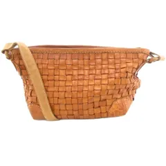 ロビタ ROBITA ショルダーバッグ メッシュレザー 編み込み 茶 /UO