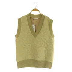 ザラ ZARA キルティングベスト Vネック プルオーバー 総柄 USA S ベージュ /MY ■OS