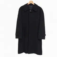 ◇PURE CASHMERE カシミヤ100％ ステンカラーコート ロングコート 比翼型 ブラック 紳士服