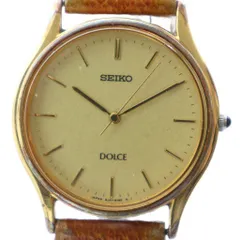 セイコー SEIKO ドルチェ DOLCE 腕時計 ウォッチ クォーツ レザーベルト ロゴ ゴールドカラー 金色 ブラウン 茶色 8J41-6100 ■GY18 /MQ
