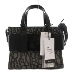 アルマーニエクスチェンジ A/X ARMANI EXCHANGE タグ付き 2WAY BOXロゴハンドル ミニハンドバッグ ショルダー ロゴマニア 総柄 PVC 黒 ブラック グレー AEL9426903F742 /JS ■GY18