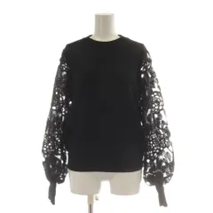 アンジェリーナ ANGELINA ニット セーター タグ付き 長袖 F 黒 ブラック 切替 レース /AU