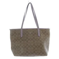 コーチ COACH シグネチャートートバッグ ハンドバッグ ロゴ 茶色 ブラウン 紫