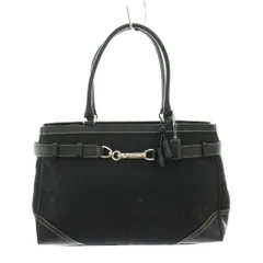 コーチ COACH トートバッグ ハンドバッグ キャンバス レザー シグネチャー 黒 ブラック 5A10 /YT