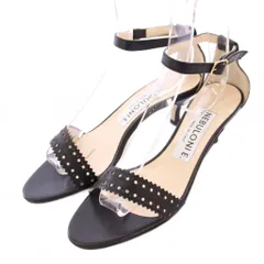 ネブローニ Nebuloni ストラップサンダル アンクス ラウンドトゥ ローヒール レザー 36 黒 ブラック /BB