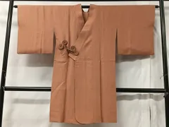 平和屋着物＃道中着　干割れ文　土器色　ロング丈　正絹　逸品　CABB5448ua