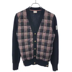MONCLER GAMME BLEU モンクレールガムブルー チェックパネルウールニットカーディガン A23919449000 ネイビー XSのサムネイル