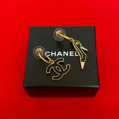 極 美品 箱付き コメあり 02A CHANEL シャネル ココマーク パンプス モチーフ GP ピアス アクセサリー 小物 ゴールド ブラック 34514