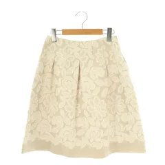 エムズグレイシー M'S GRACY 花柄 刺繍 スカート フレア ひざ丈 36 ベージュ 白 ホワイト /AT ■OS