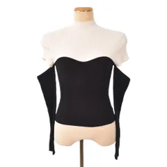 スナイデル SNIDEL Sustainaアームスリット シンプル リブニット プルオーバー 長袖 F 白 ホワイト 黒 ブラック ■FY